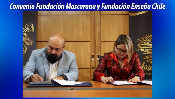 La Fundación Mascarona Para la Gente de Mar y la Fundación Enseña Chile firman convenio.